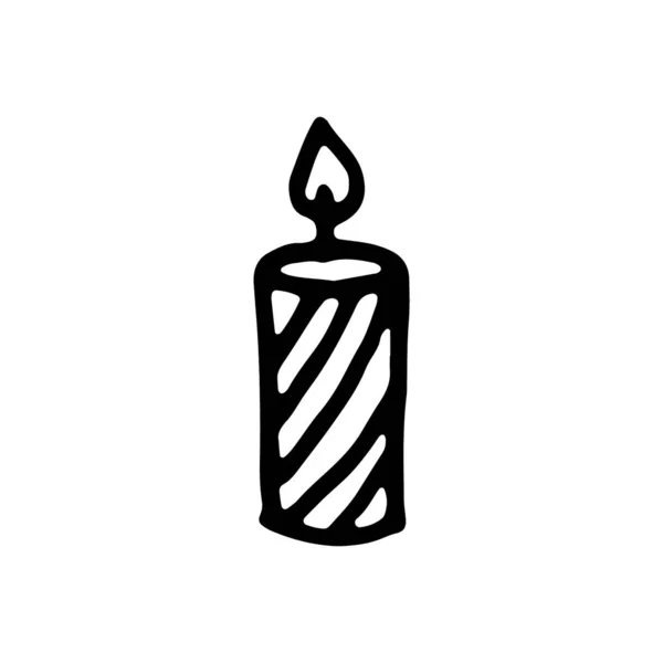 Flat doodle Christmas candle. Vector icon illustration. — Stock Vector