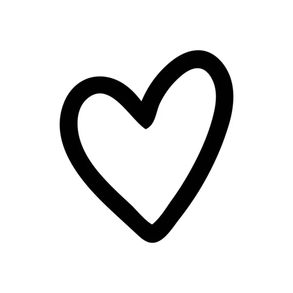 Simple doodle heart. Hand drawn heart isolated on white background. Valentines Day symbol. — Stockový vektor