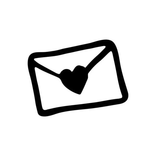 Doodle vetor fechado carta envelope. Ícone ou logotipo, desenhado à mão — Vetor de Stock