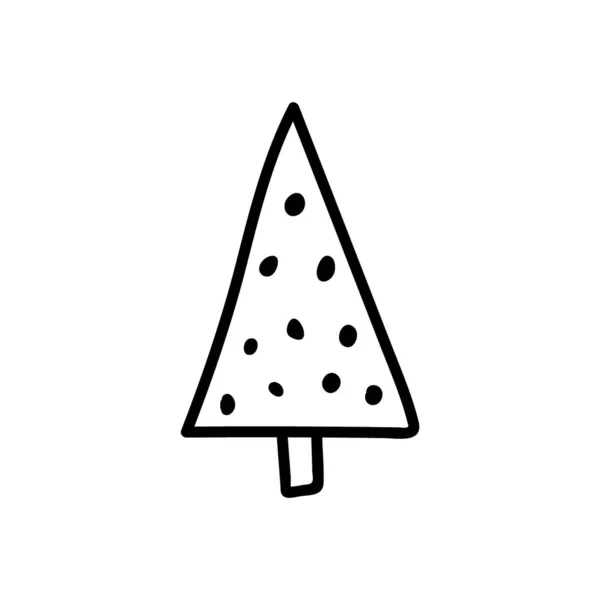 Rustic doodle Christmas tree. Winter forest hand drawn vector illustrator — Stock vektor