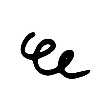 Karalama sarmalı ve girdap hareketi elementleri, siyah izole nesneler. Vektör illüstrasyonları.