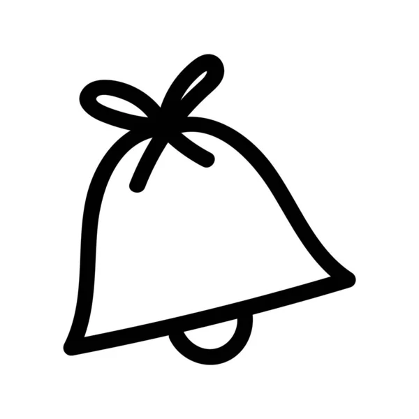 Hand drawn christmas bell. Simple doodle vector icon — Vettoriale Stock