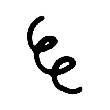 Karalama sarmalı ve girdap hareketi elementleri, siyah izole nesneler. Vektör illüstrasyonları.