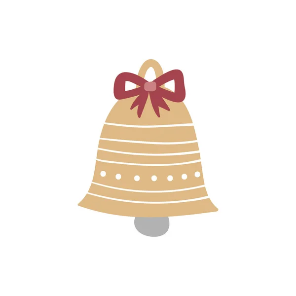 Campana di Natale disegnata a mano. Semplice icona vettoriale doodle — Vettoriale Stock