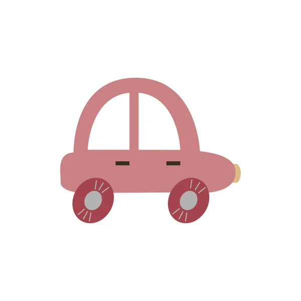 Lindo colorido retro coche rosa icono elementos ilustración. Estilo dibujado a mano para el diseño de habitaciones para niños, ropa, textiles. — Vector de stock