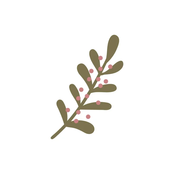 Árbol de Navidad rama vectorial, decoración de vacaciones, símbolos de invierno aislados sobre fondo blanco. — Archivo Imágenes Vectoriales