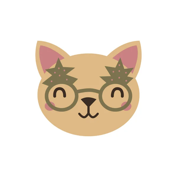 Vánoční kočka tvář, Veselé Vánoce ikona roztomilé kočky s příslušenstvím — Stockový vektor