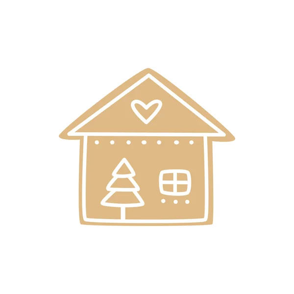 Traditional gingerbread house isolated on light background. Flat cartoon colorful vector illustration — Stock Vector