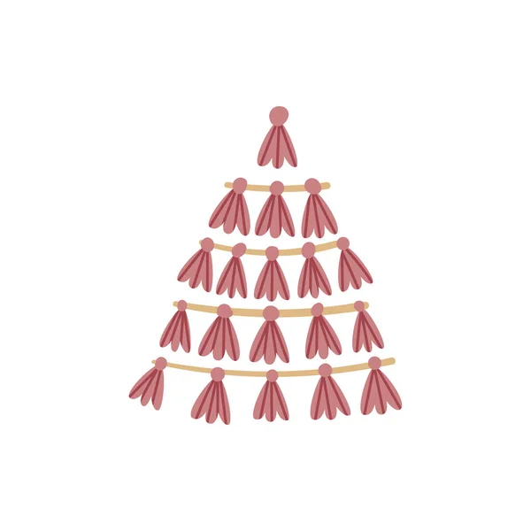 Boho vánoční stromek. Vektorový snímek k Vánocům, zimní dovolená. — Stockový vektor