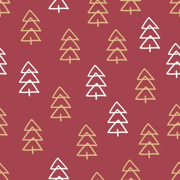 Bunte Weihnachtsbäume nahtlose Muster Hintergrund. Dekorative Tapeten, gut zum Drucken. — Stockvektor