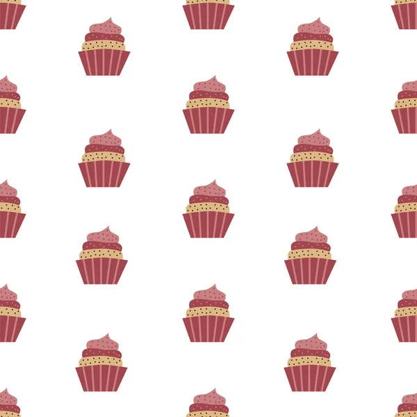 Cupcake vector pattern. Hand drawn cartoon background design concept used — Stock Vector