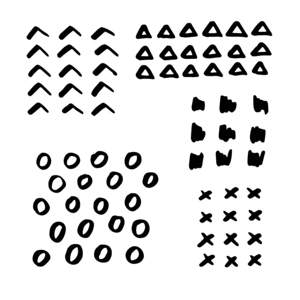Doodle Geometric Shape Textile Illustration Vector Black Color White Background — Vector de stock