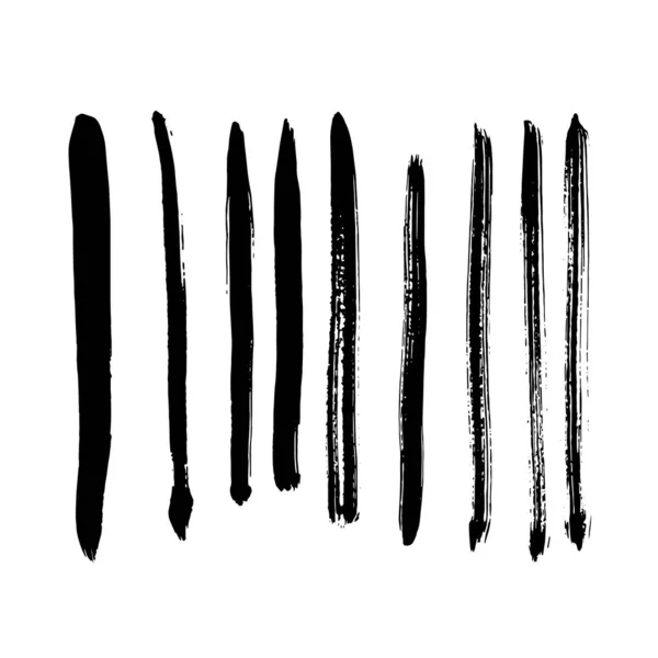 Grunge Paint Streep Vectorpenseelstreek Een Noodspandoek Zwarte Geïsoleerde Penseel Collectie — Stockvector