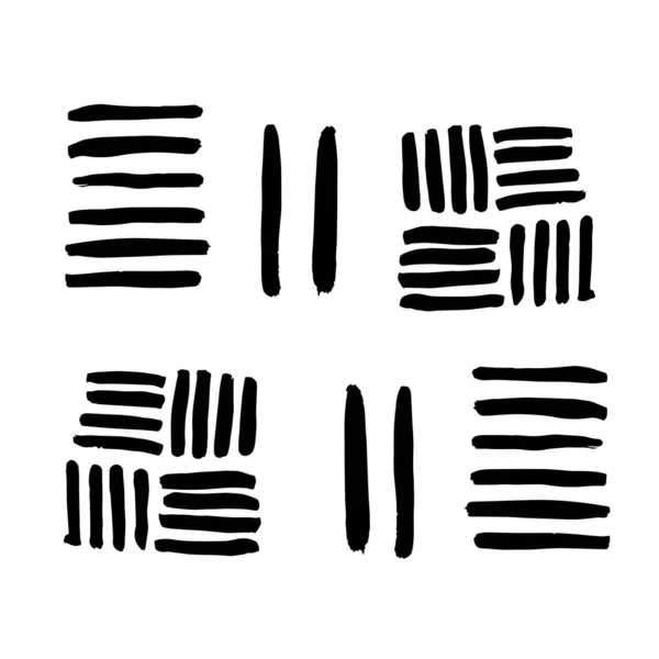 Doodle Geometric Shape Textile Illustration Vector Black Color White Background — 스톡 벡터