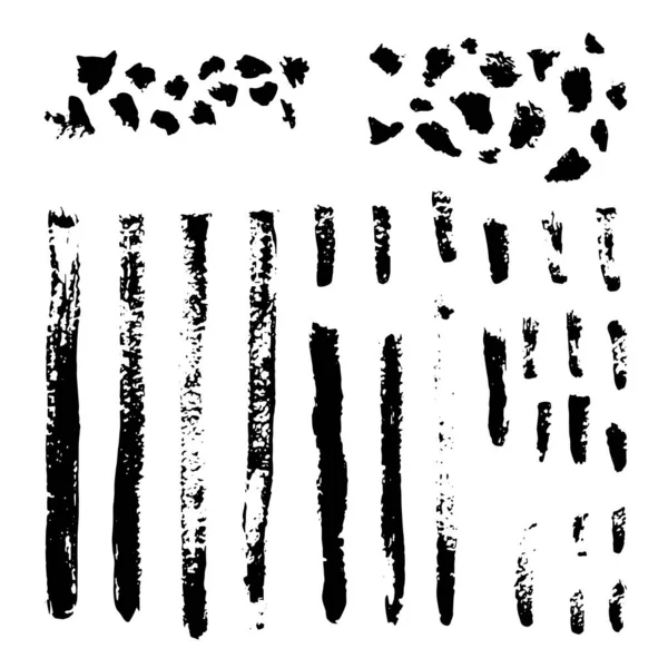 Ensemble Vectoriel Coups Pinceau Acrylique Couleur Noire Sur Fond Blanc — Image vectorielle