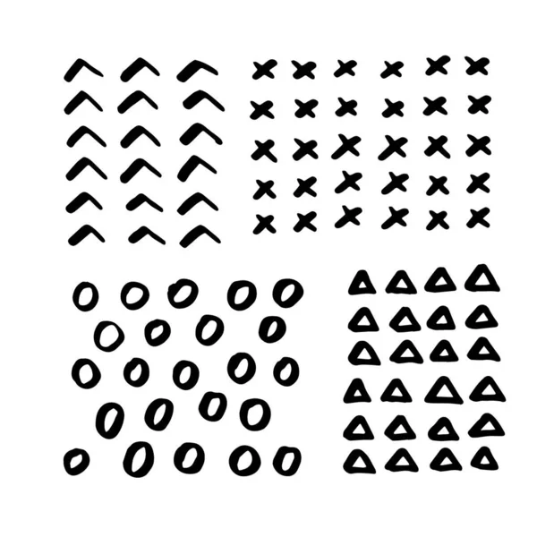 Doodle Geometriai Alakja Textil Illusztráció Vektor Fekete Szín Fehér Háttérrel — Stock Vector