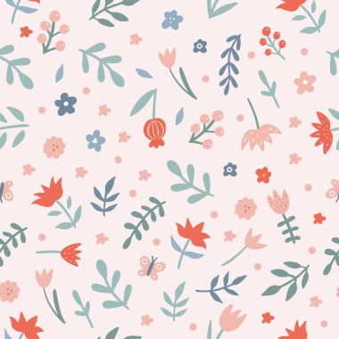 Kusursuz modern çiçek deseni. Yaratıcı çiçek dokusu. Kumaş ve tekstil için harika. Vektör İllüstrasyonu