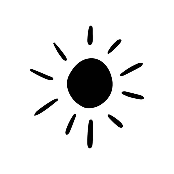 Cute Cartoon Hand Drawn Sun Drawing Sweet Vector Black White — Stockvektor