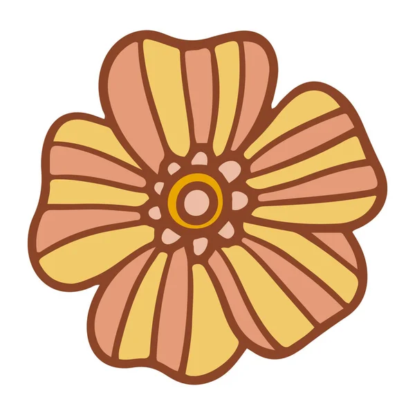 Ретро Крутой Цветок Коллекция Различных Цветов Стиле Хиппи Векторная Бохо — стоковый вектор