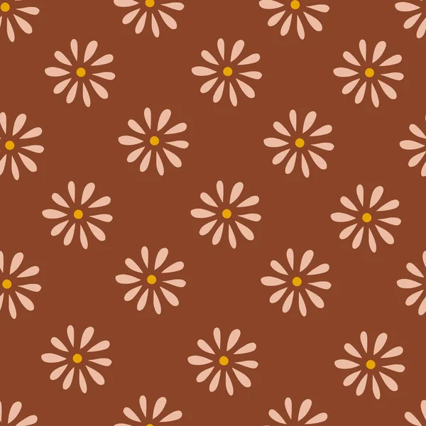 Retro Floral Groovy Vector Seamless Pattern Surface Design Textile Stationery — Stockový vektor