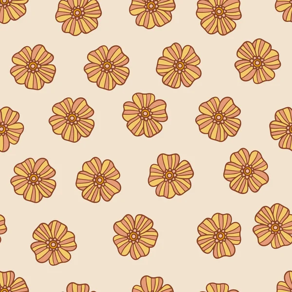 Retro Floral Groovy Vector Seamless Pattern Surface Design Textile Stationery — Stockový vektor