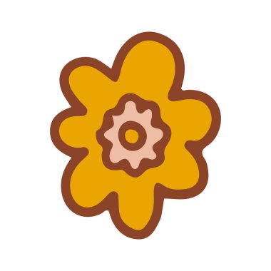 Retro groovy flower. Collection of different flowers in a hippie style. Vector boho illustration isolated on a light background