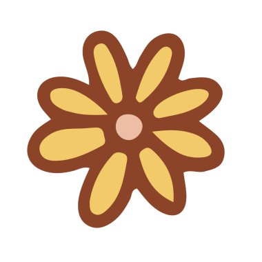 Retro groovy flower. Collection of different flowers in a hippie style. Vector boho illustration isolated on a light background