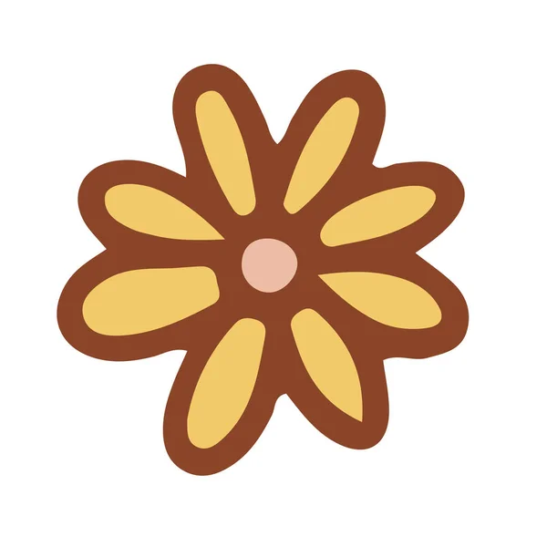 Retro Groovy Flower Collection Different Flowers Hippie Style Vector Boho — ストックベクタ