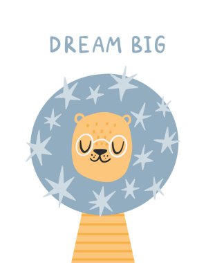 Yıldızlı sevimli, modern aslan yüzlü. Çocuk posterleri, bebek odası resimleri, bebek odası resimleri, kart, davetiye, doğum günü, giysi..