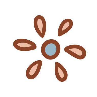 Retro groovy flower. Collection of different flowers in a hippie style. Vector boho illustration isolated on a light background