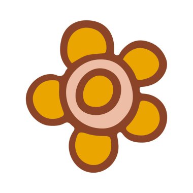 Retro groovy flower. Collection of different flowers in a hippie style. Vector boho illustration isolated on a light background