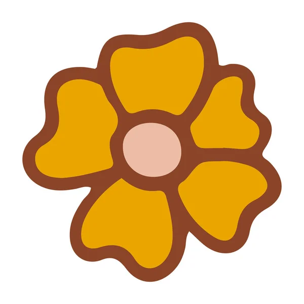 Retro Groovy Flower Collection Different Flowers Hippie Style Vector Boho — 图库矢量图片