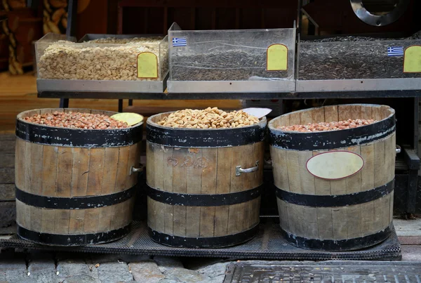 Nuts barrels — Stock Photo, Image