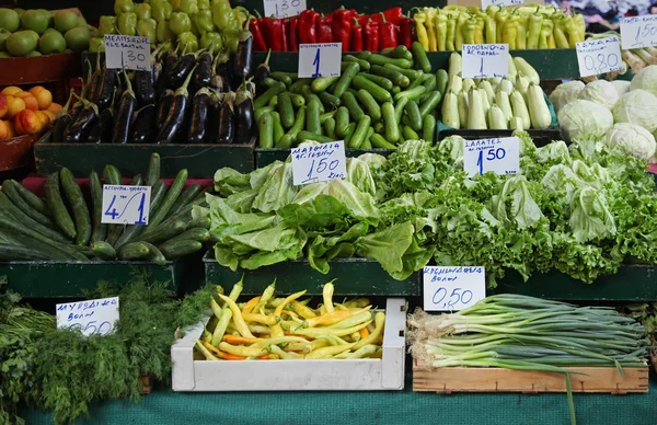 Trh stánek zelenina — Stock fotografie