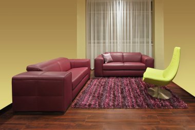 koyu kırmızı salon