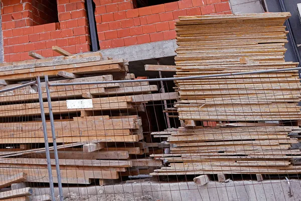 Plank Wooden Boards Stack Construction Site — Stock Photo, Image