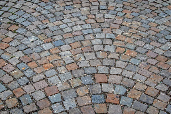 Sten Kullersten Väg Mönster Konsistens Bakgrund Våt Efter Regn — Stockfoto