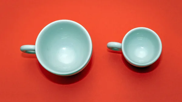 Tazas Cerámica Vacías Blancas Para Café Expreso Aislado Sobre Fondo — Foto de Stock