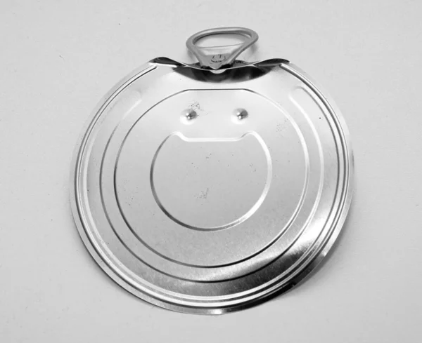 Open Metal Aluminium Container Lid Isolated White Background - Stock-foto