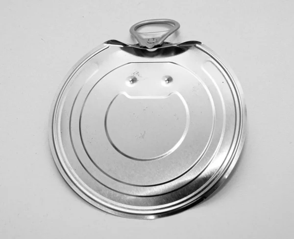 Open Metal Aluminium Container Lid Isolated White Background — Fotografia de Stock