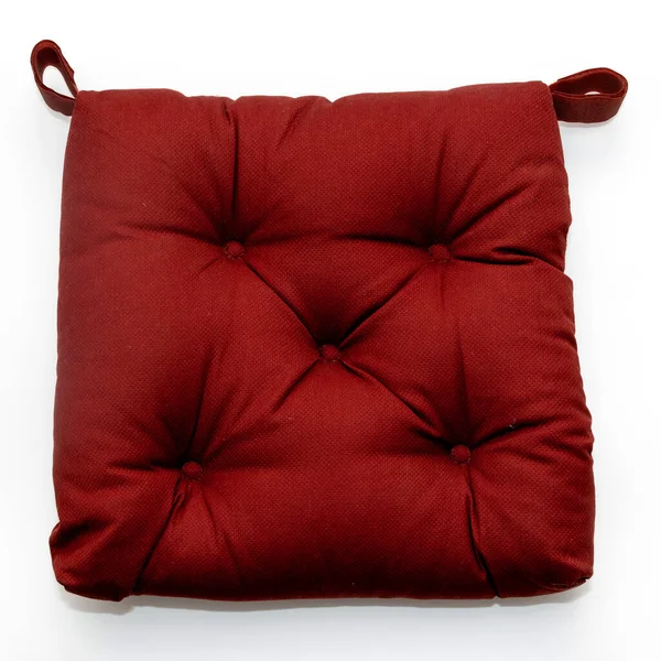 Red Textile Decorative Chair Pillow Isolated White Background — Photo