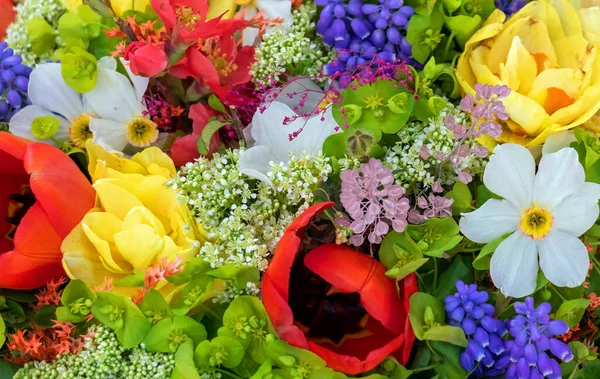 Flores Coloridas Fundo Padrão Flor Vendidos Mercado Fora — Fotografia de Stock