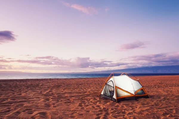Acampar na praia — Fotografia de Stock
