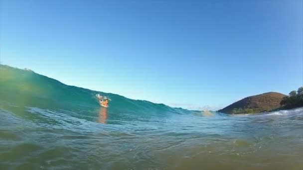 Surfen op het strand — Stockvideo