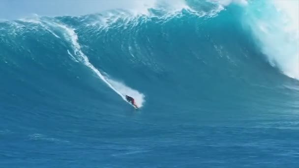 Surfista profesional monta una ola grande — Vídeos de Stock