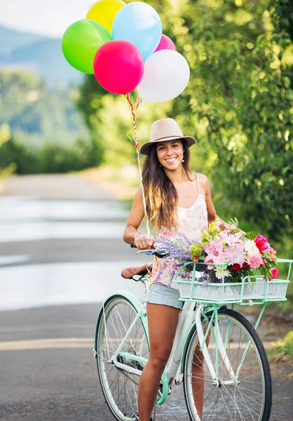 Beautiful Girl on Bike — Stock Photo, Image