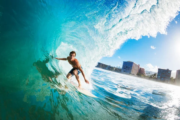 Surfer Gettting Barreled — Stockfoto