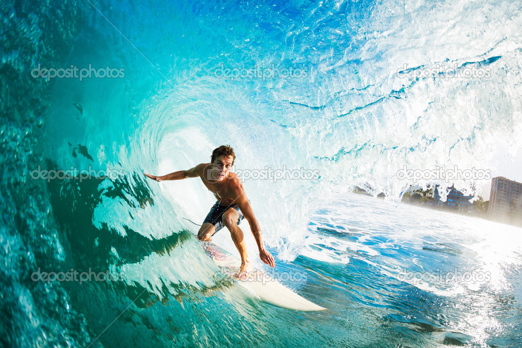Surfer Gettting Barreled