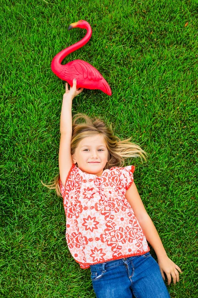 Cute happy little girl smiling outside — Stock Photo, Image