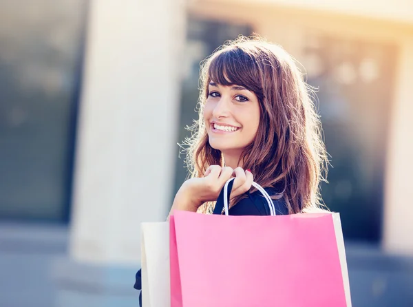 Happy Woman Shopping Stock Image